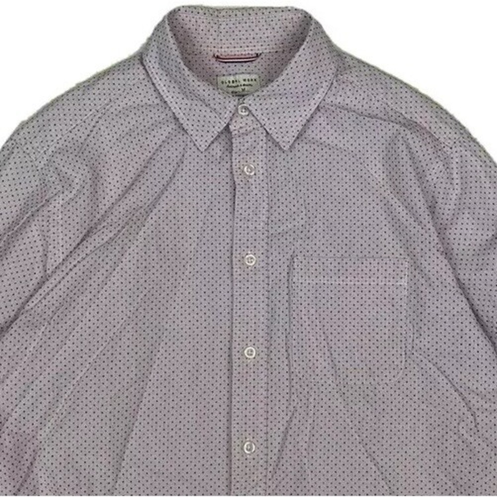 Global Work Mens Pink Sashiko Shirt 3/4 Sleeve Slim Fit Cotton GW021356SB Small